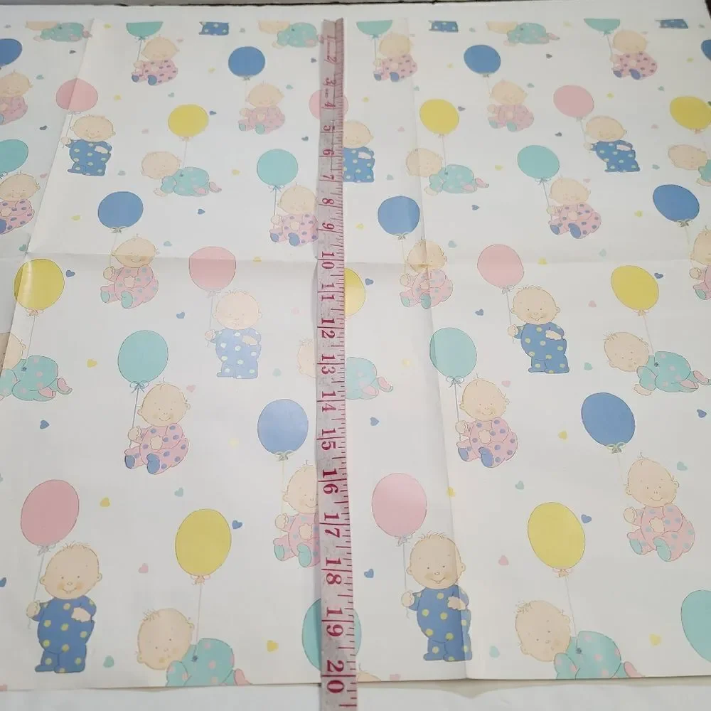 Vintage 90s 1991 Hallmark Cartoon Baby Balloons Baby Shower Gift Wrap